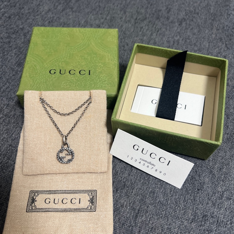 漢神巨蛋專櫃Gucci 吊墜銀色項鍊-6