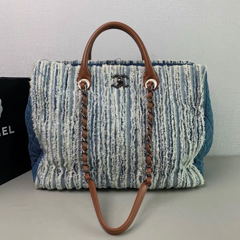 Chanel • 稀有絕版復古銀釦牛仔流蘇托特包 機場包-7