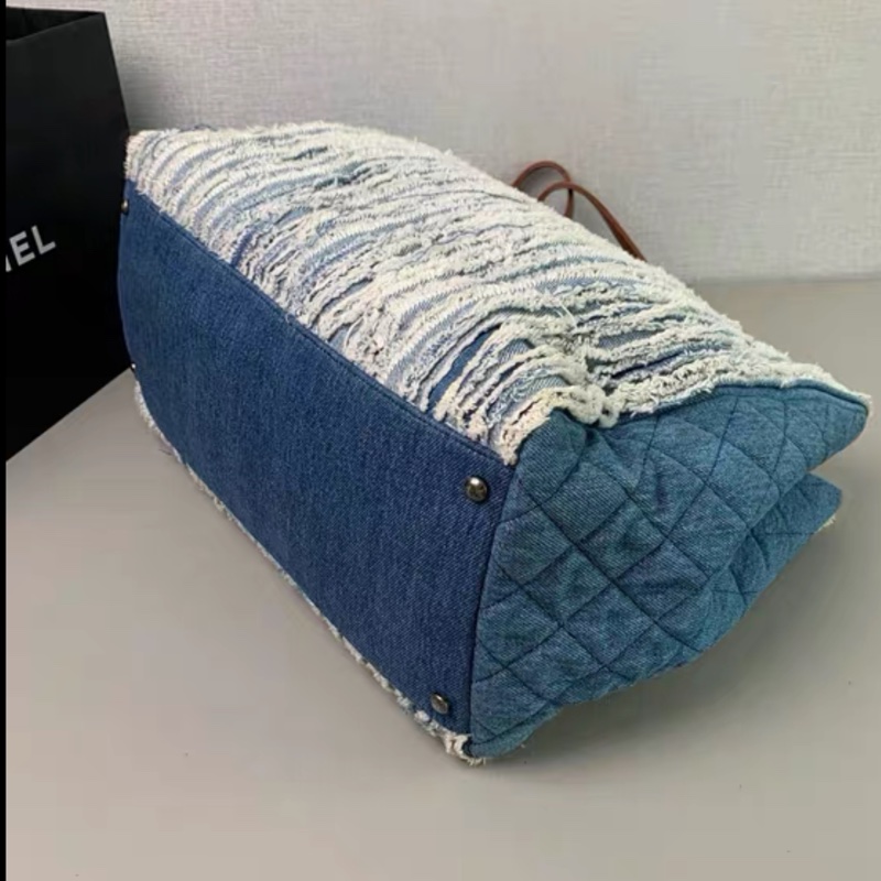 Chanel • 稀有絕版復古銀釦牛仔流蘇托特包 機場包-12