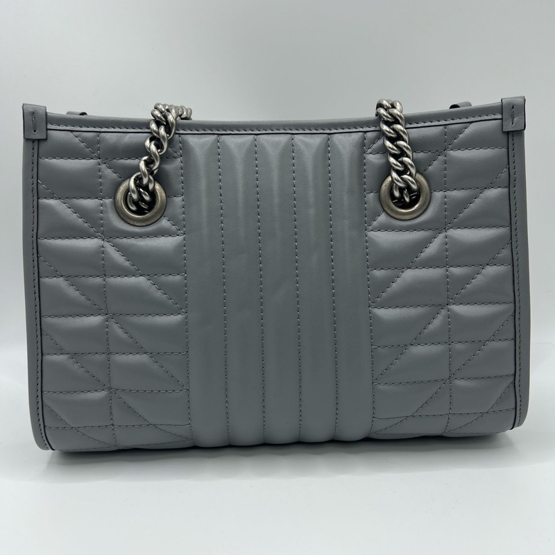 GUCCI 高級大象灰 GG Marmont 絎縫紋 小號托特包-1