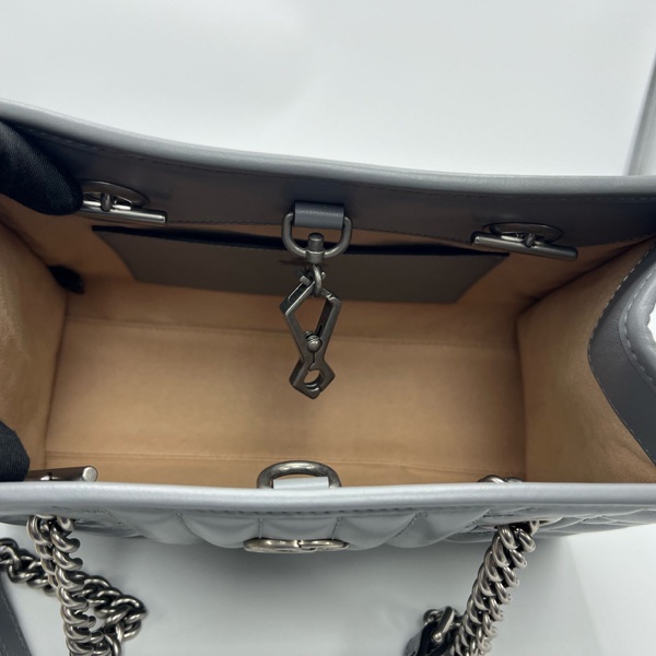 GUCCI 高級大象灰 GG Marmont 絎縫紋 小號托特包-8