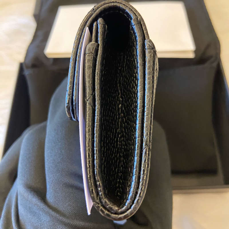 Chanel CF經典黑金牛皮單層口蓋卡夾 零錢包（膜在，含購證影本，含禮盒提袋-1
