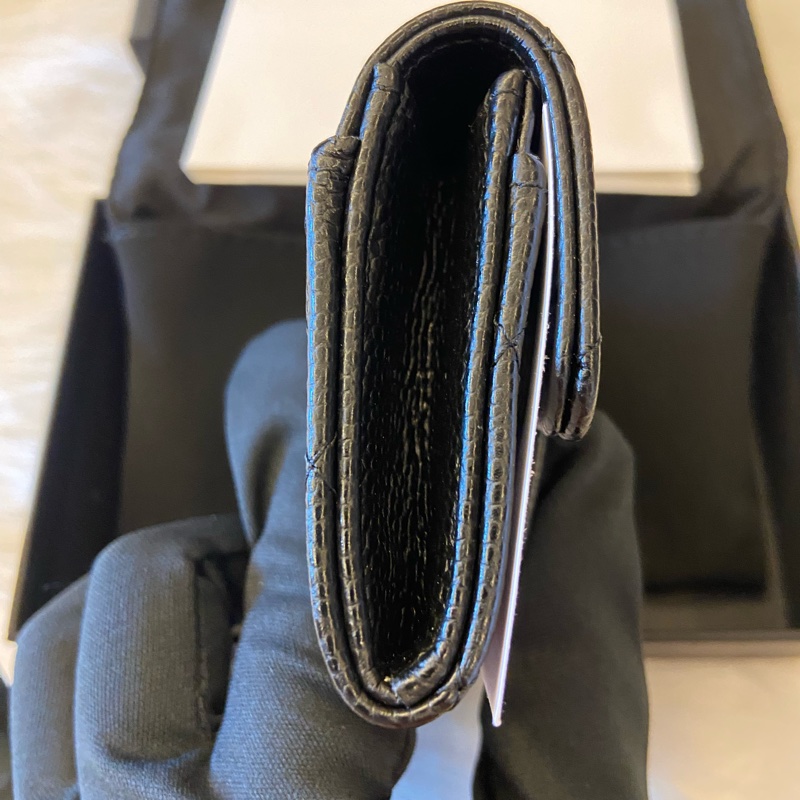 Chanel CF經典黑金牛皮單層口蓋卡夾 零錢包（膜在，含購證影本，含禮盒提袋-7