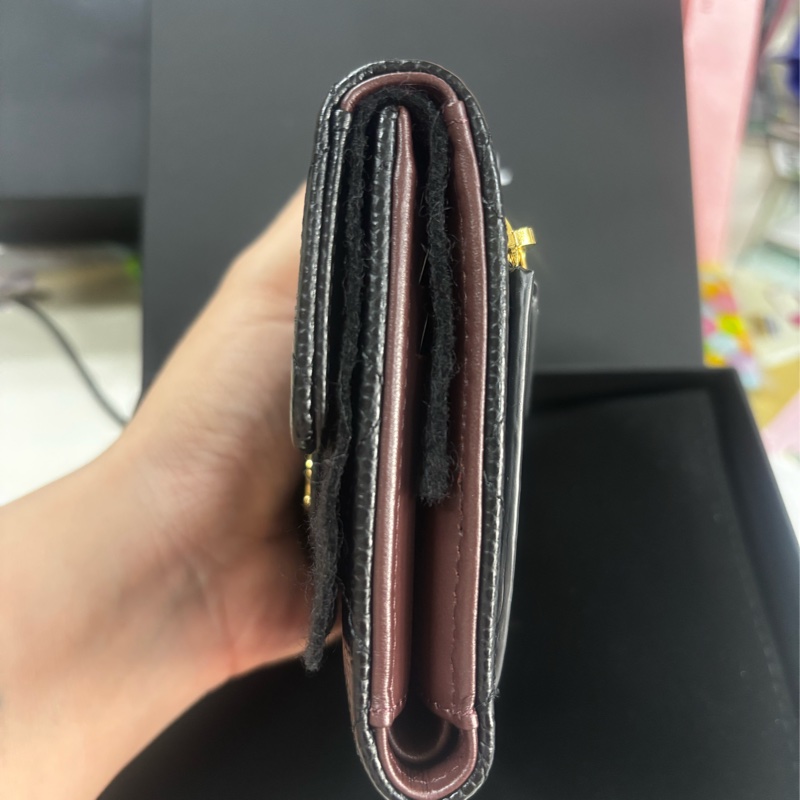 【CHANEL 經典金釦三折短夾 全配】晶片款-8