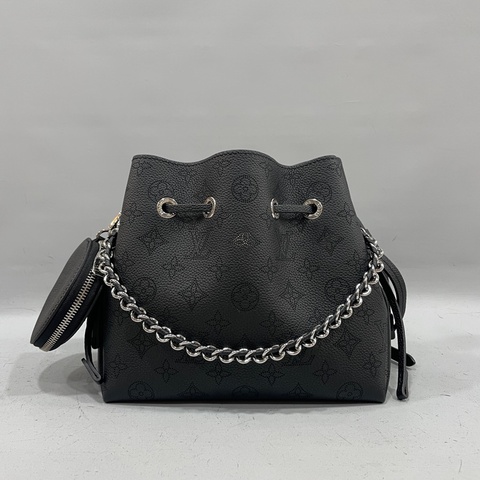 Louis Vuitton M57070黑牛皮洞洞雷射老花 Bella Mahina 水桶鏈條手提包 斜背包