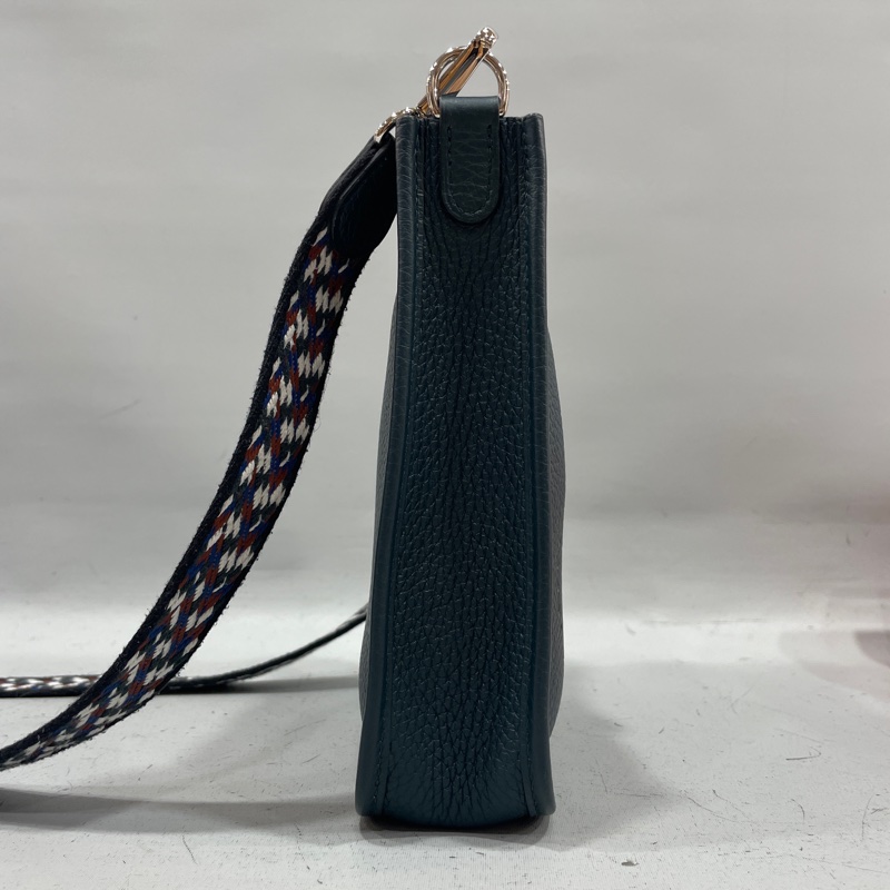 Hermes 松柏綠TC皮銀釦Mini Evelyne 16 B刻-1