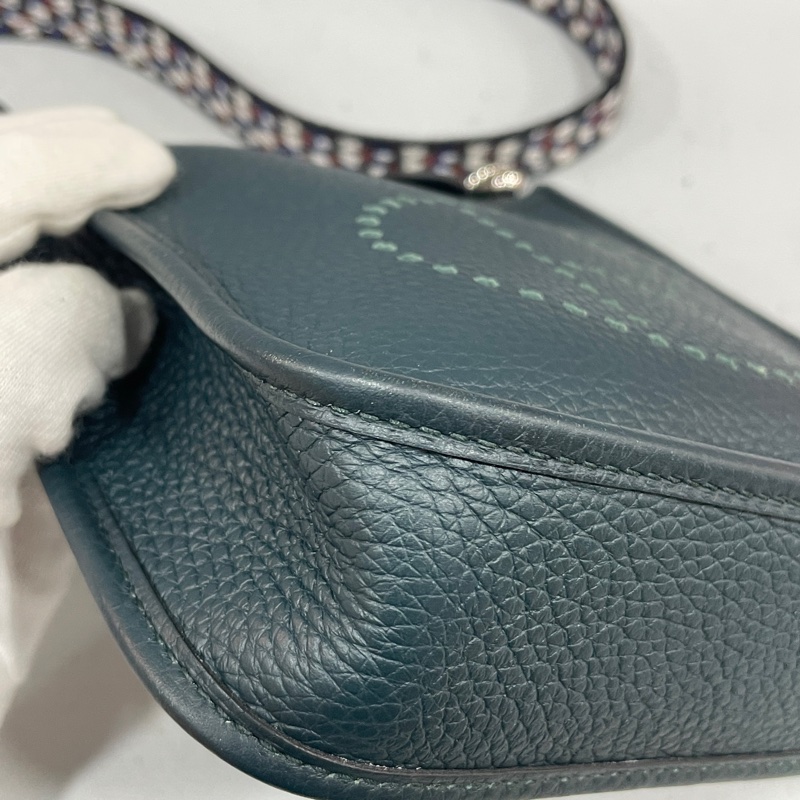 Hermes 松柏綠TC皮銀釦Mini Evelyne 16 B刻-5