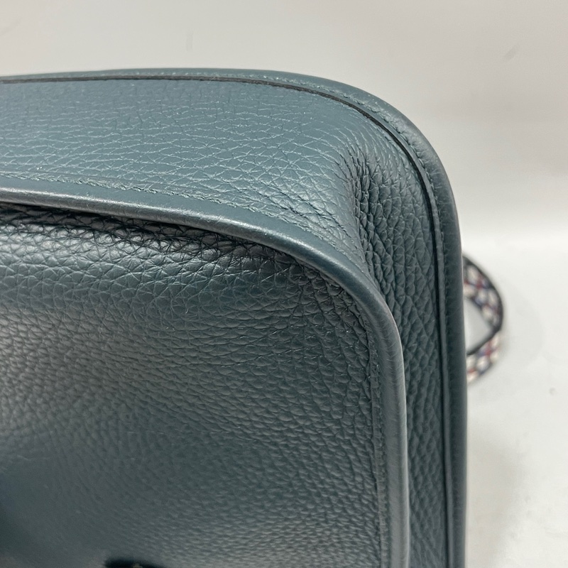 Hermes 松柏綠TC皮銀釦Mini Evelyne 16 B刻-6
