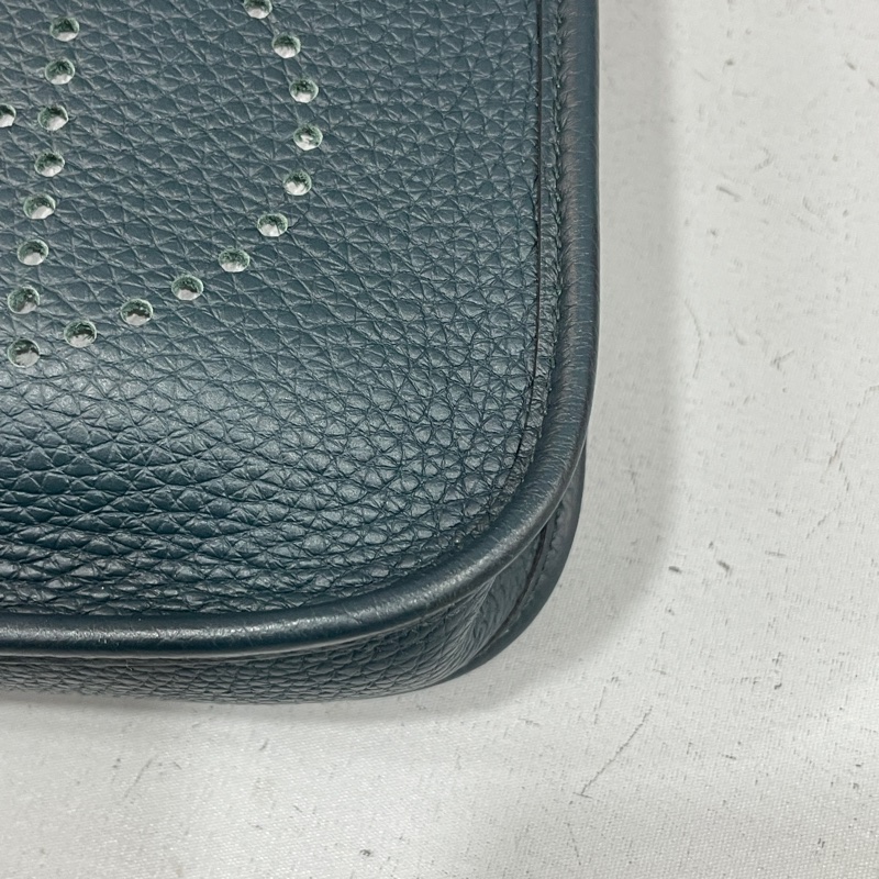 Hermes 松柏綠TC皮銀釦Mini Evelyne 16 B刻-8