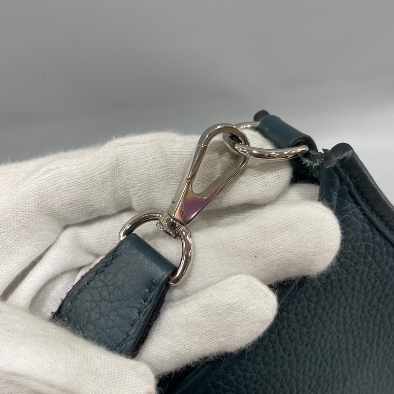 Hermes 松柏綠TC皮銀釦Mini Evelyne 16 B刻-11