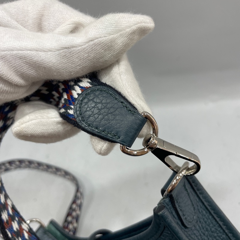 Hermes 松柏綠TC皮銀釦Mini Evelyne 16 B刻-13