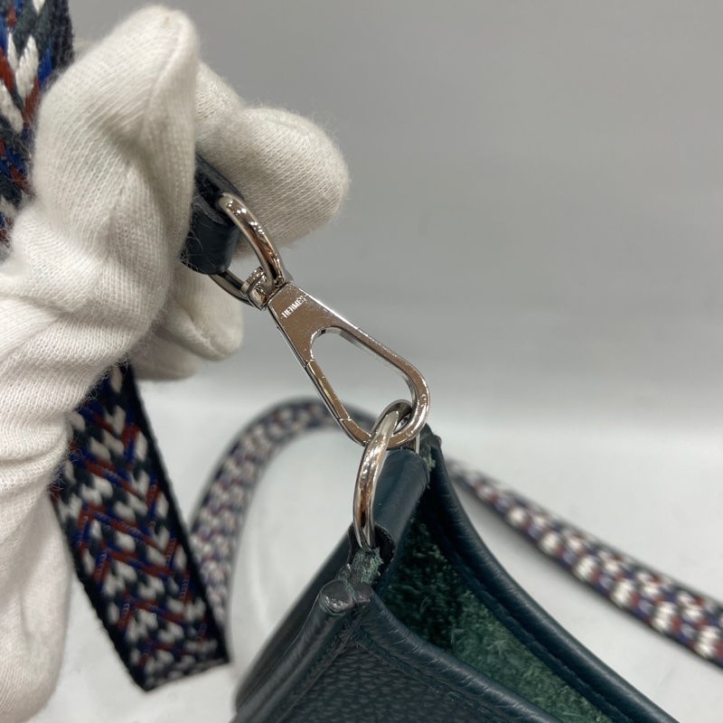 Hermes 松柏綠TC皮銀釦Mini Evelyne 16 B刻-16