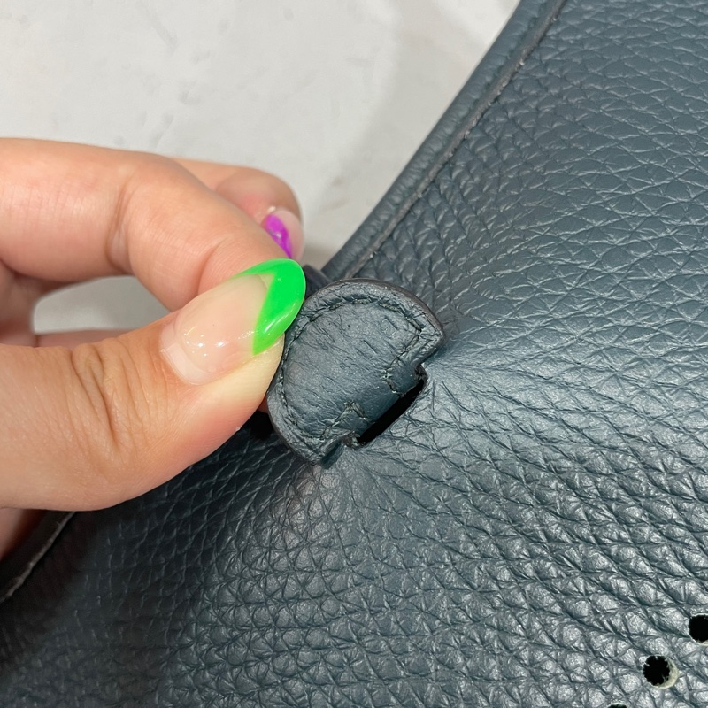 Hermes 松柏綠TC皮銀釦Mini Evelyne 16 B刻-18