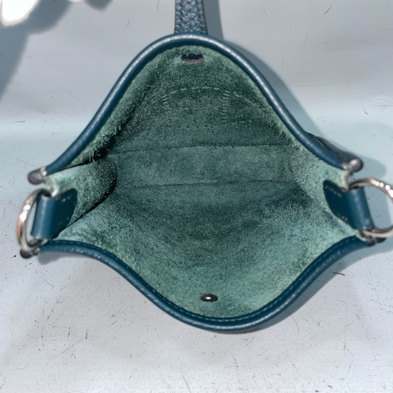 Hermes 松柏綠TC皮銀釦Mini Evelyne 16 B刻-19