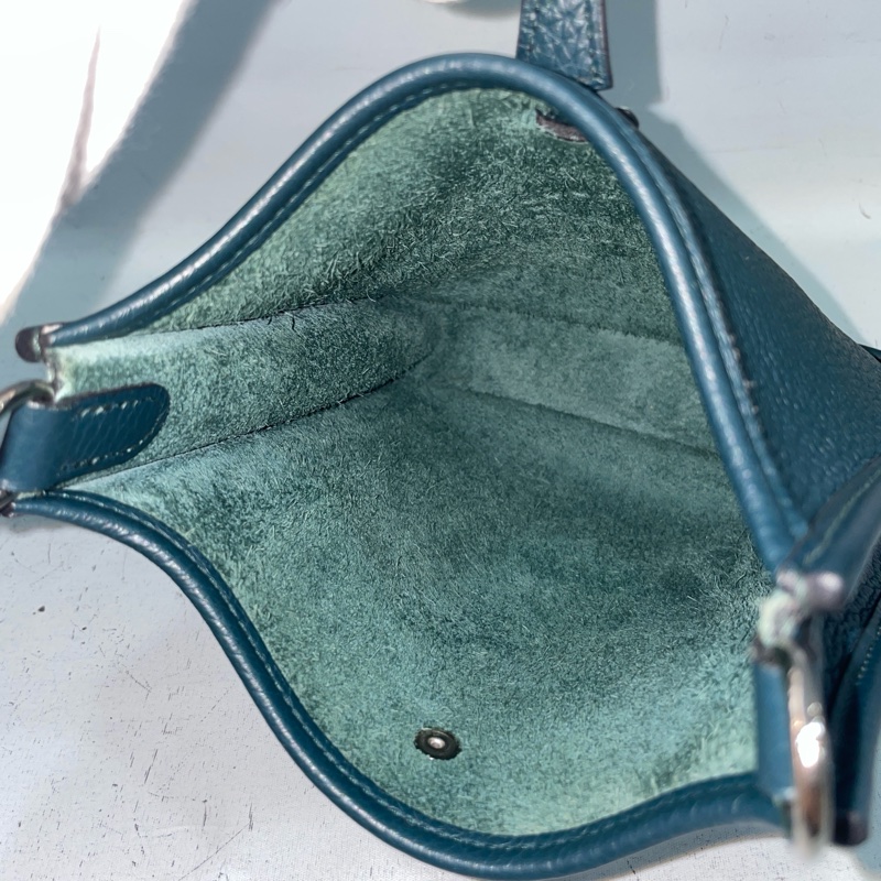 Hermes 松柏綠TC皮銀釦Mini Evelyne 16 B刻-21