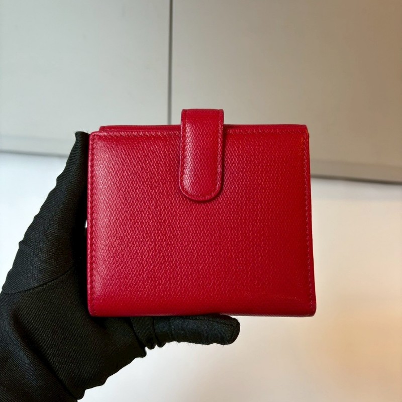 Chanel 紅色牛皮雙面短夾-4