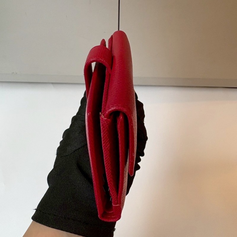 Chanel 紅色牛皮雙面短夾-5