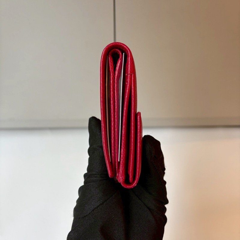 Chanel 紅色牛皮雙面短夾-8