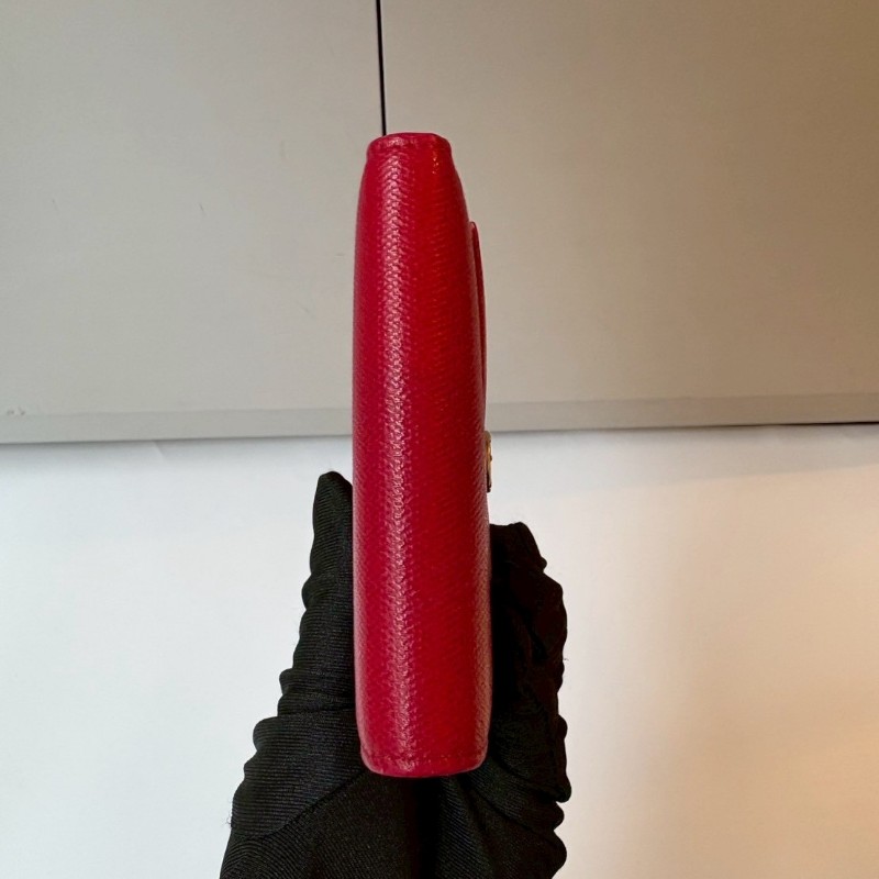 Chanel 紅色牛皮雙面短夾-10
