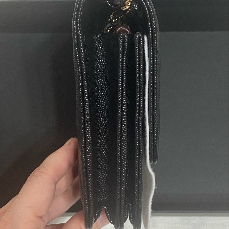 Chanel 香奈兒 黑金荔枝皮 方形雙層WOC-2