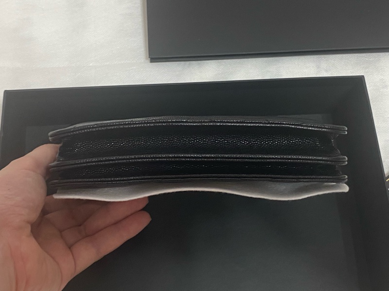 Chanel 香奈兒 黑金荔枝皮 方形雙層WOC-4