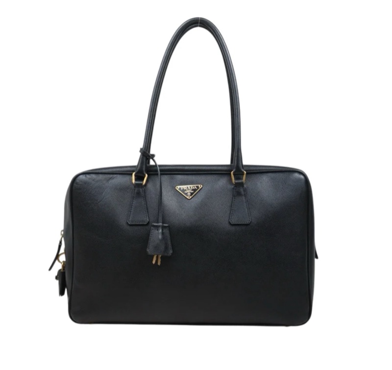 「JL精品代購」Prada 黑金公事包-0