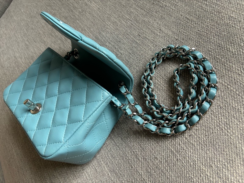 Chanel 方胖 牛仔藍銀扣-3