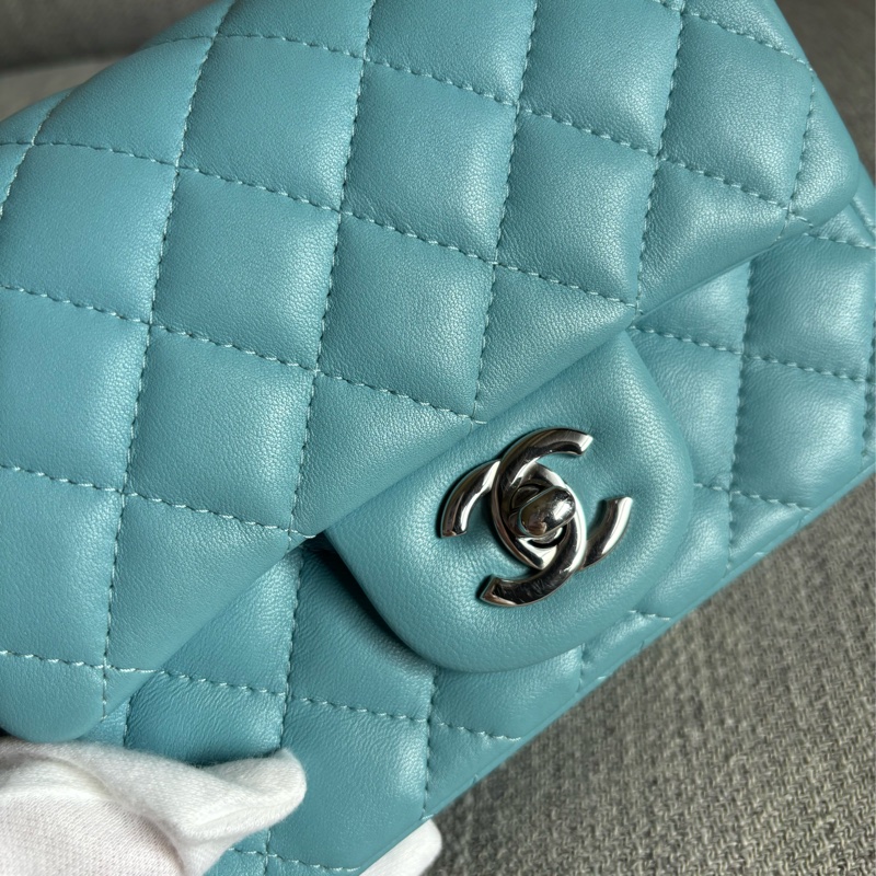 Chanel 方胖 牛仔藍銀扣-4