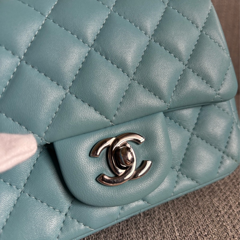 Chanel 方胖 牛仔藍銀扣-5