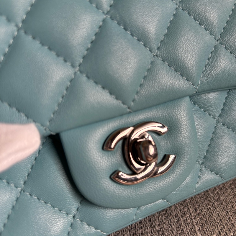 Chanel 方胖 牛仔藍銀扣-7