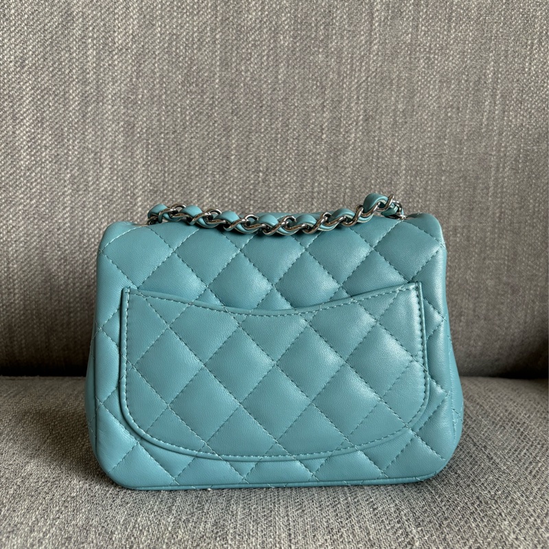 Chanel 方胖 牛仔藍銀扣-9