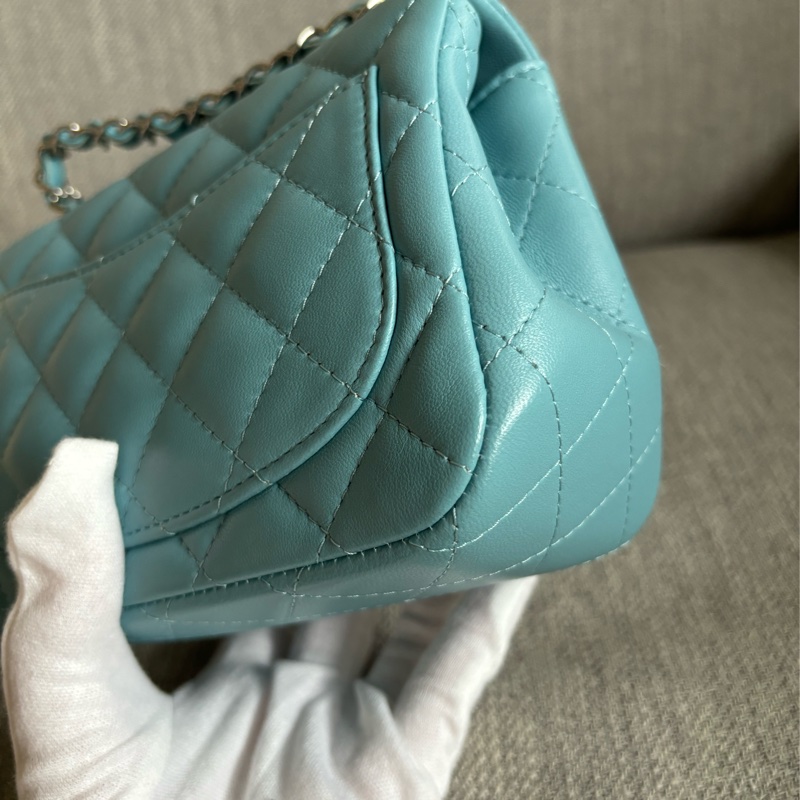 Chanel 方胖 牛仔藍銀扣-11