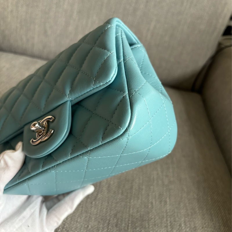 Chanel 方胖 牛仔藍銀扣-13