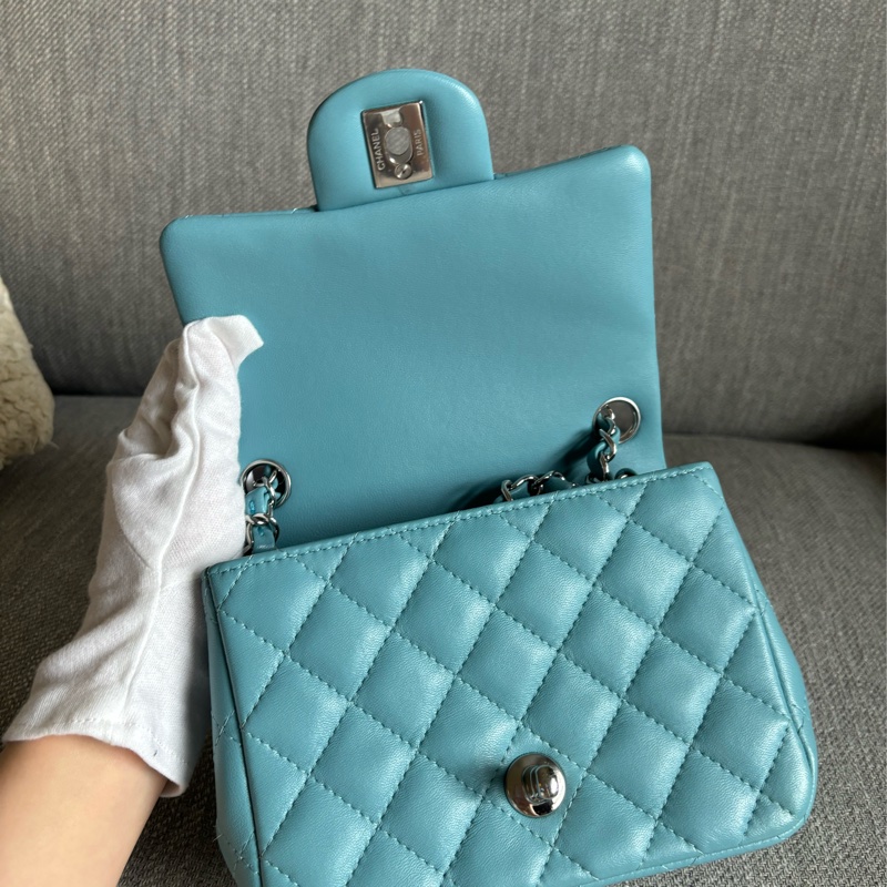 Chanel 方胖 牛仔藍銀扣-20