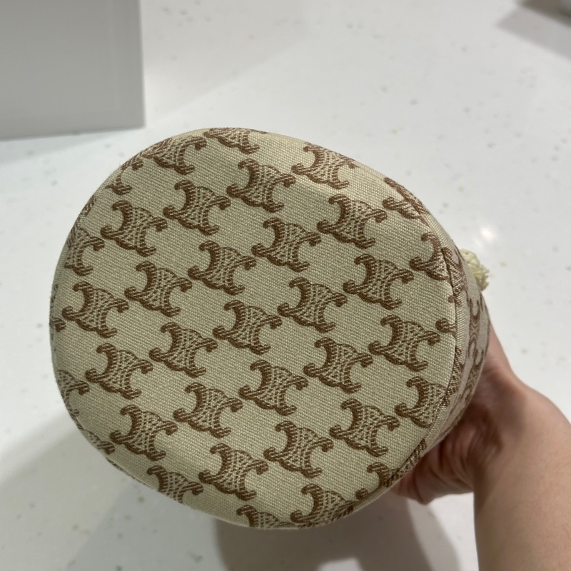 CELINE 標誌印花牛皮革TEEN索繩手提包-10