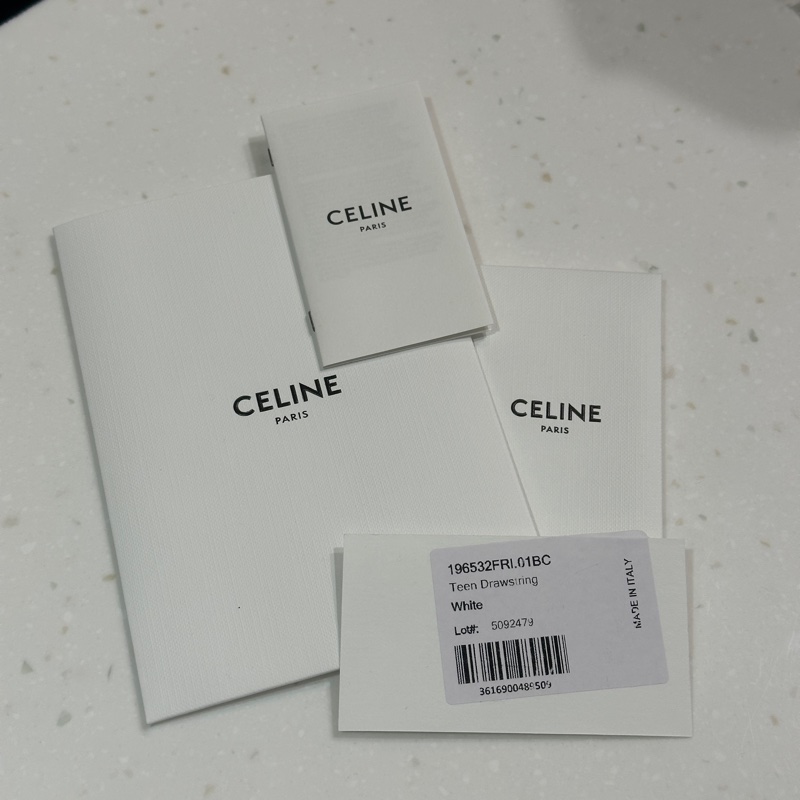 CELINE 標誌印花牛皮革TEEN索繩手提包-13