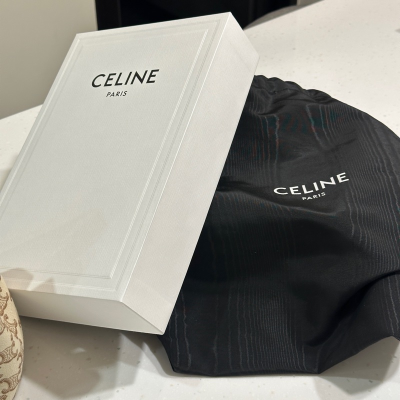CELINE 標誌印花牛皮革TEEN索繩手提包-16