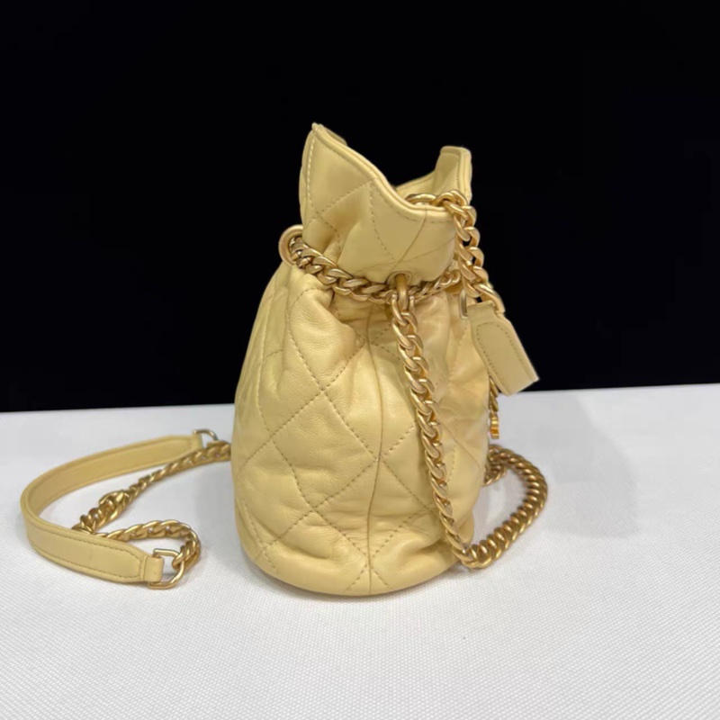 Chanel香奈兒小雞黃22p琺瑯福袋水桶包 芯片款 閒置有塵袋-3