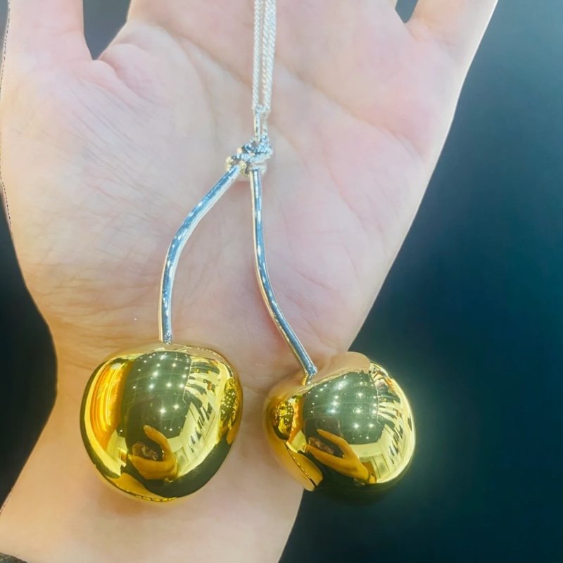 🎁折扣倒數🎁Jil Sander 金銀雙色 Cherry 櫻桃項鍊-4