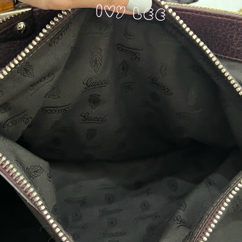 Gucci 竹節裝飾 帆布皮革托特包 編織手把 深咖啡酒紅 232947 正品 二手精品-10