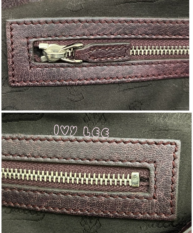 Gucci 竹節裝飾 帆布皮革托特包 編織手把 深咖啡酒紅 232947 正品 二手精品-22