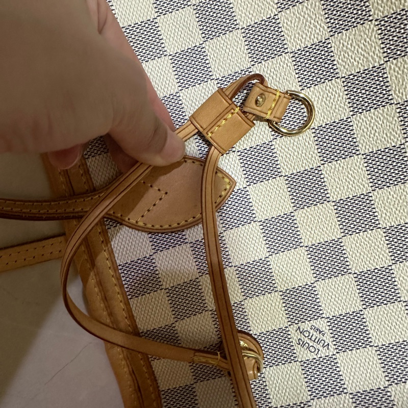 LV neverfull 白色棋盤-4