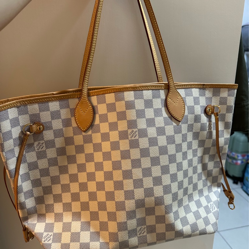 LV neverfull 白色棋盤-6