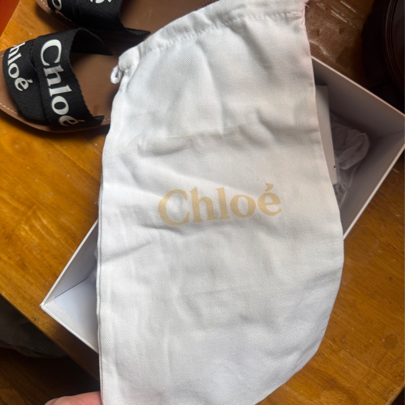 Chloe 拖鞋 36 Chloe’ 蔻依 Woody 棉質織布 平底 拖鞋 黑色-5