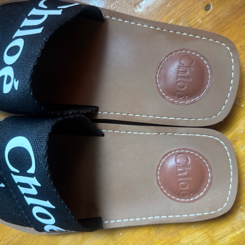 Chloe 拖鞋 36 Chloe’ 蔻依 Woody 棉質織布 平底 拖鞋 黑色-8