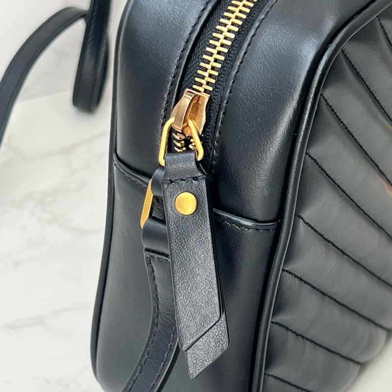 💗香緹國際精品💗聖羅蘭 YSL 黑金 流蘇 相機包 牛皮 極新美包-5