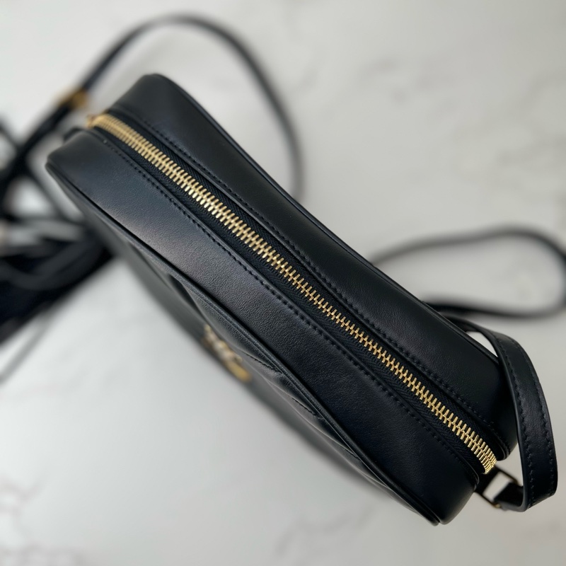 💗香緹國際精品💗聖羅蘭 YSL 黑金 流蘇 相機包 牛皮 極新美包-10