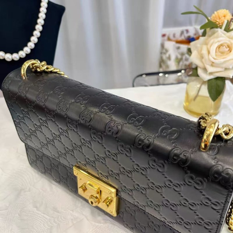 Gucci padlock月光寶盒 大號 黑色壓紋鏈條包 99新 配件塵袋-3