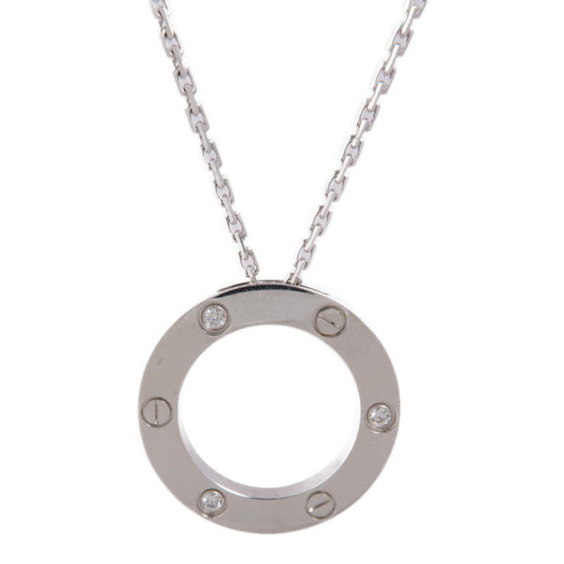 CARTIER 18K白金Love Diamond Necklace鑽石項鍊-1