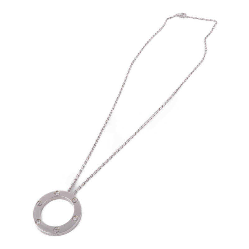 CARTIER 18K白金Love Diamond Necklace鑽石項鍊-2